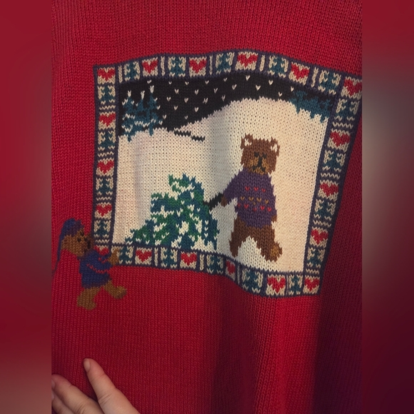 Vintage WOOLRICH Teddy BEAR Christmas  Holiday Sweater Womens Sz L - Picture 3 of 5
